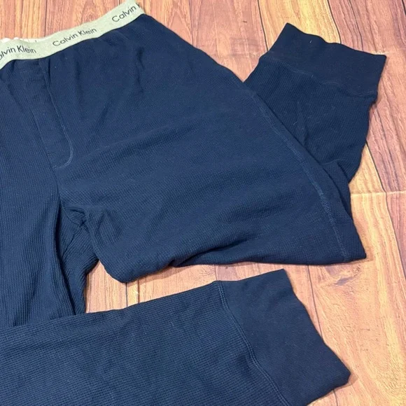 Men’s Size XL Calvin Klein Navy Waffle Knit Thermal Loungewear Joggers - Picture 4 of 13